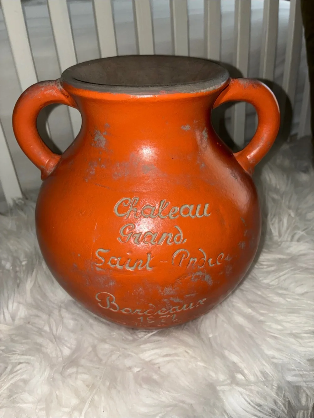 Vintage 1971 Chateau Grand Saint-André Bordeaux wine jug or‎ vase 2 handles
